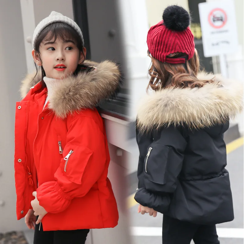 

Winter Down Jacket for Girls Children Coat Kids Hooded Outerwear Warm Thickening Hooded Coats Teenage Outwear -30 Winter Coat
