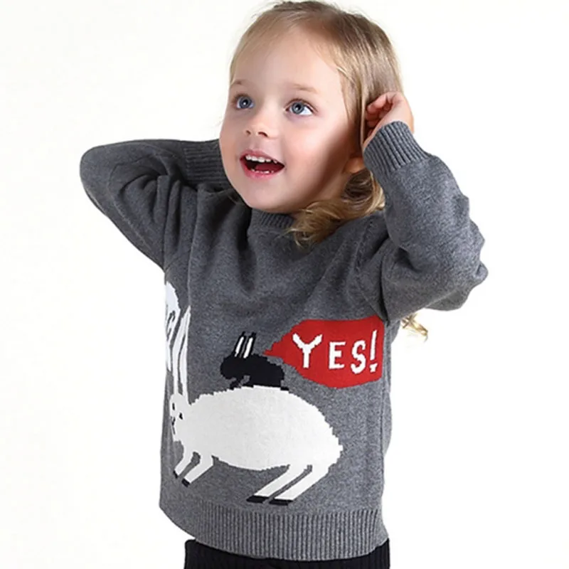 Girls Cotton Knitted Sweater Baby Girl Cute Rabbit Pullovers Sweater Kids Long Sleeve Coats