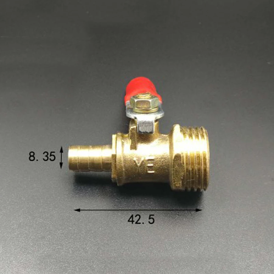 

DN15 1/2" BSP Male x 8mm Hose Barb Tail Brass Ball Valve Water Gas 57 PSI Hole 7mm With Red Handle