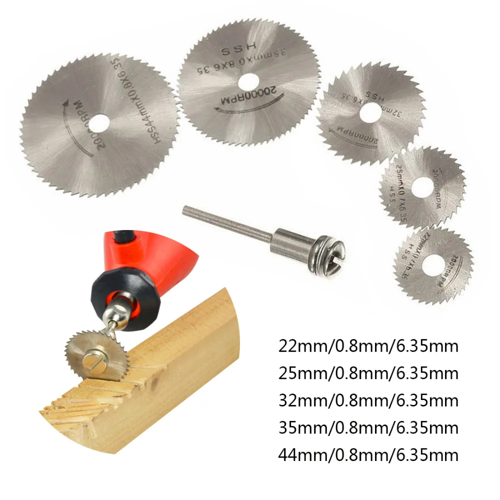 6pcs 22-44mm Mini HSS Circular Saw Blade Jig Saw Rotary Tool For Dremel Metal Cutter Power Tool Set Wood Cutting Discs