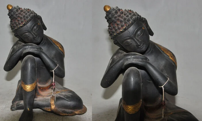 

bir 006993 8" tibet buddhism fane pure bronze sakyamuni Shakyamuni Sleeping buddha statue