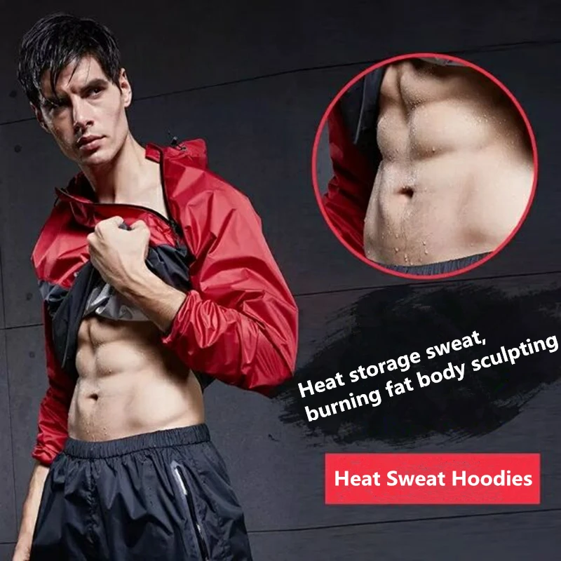 

Hot Sweat Suit Sports Jackets Men's Lose Weight Body Shapers Exercise Fitness Sportswear Long Sleeve Workout Jogging Gym Tops