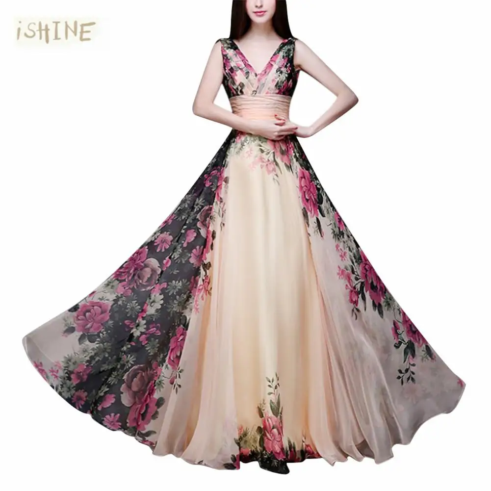 V neck floral dress wholesale china