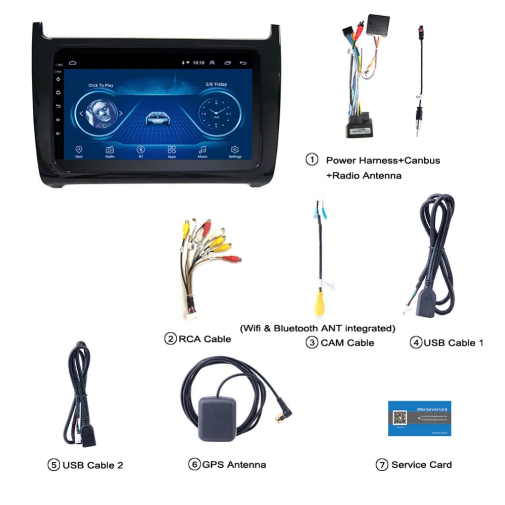 Best Super Slim Touch Screen Android 8.1 radio GPS Navigation for POLO 2011-2018 headunit tablets Stereo Multimedia Bluetooth 1