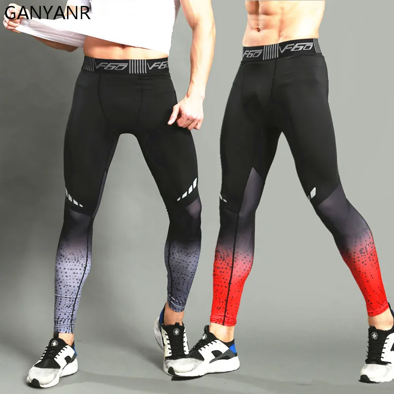 GANYANR Brand Running Tights Men Sports Leggings Sportswear Long Trousers Yoga Pants Winter font b Fitness