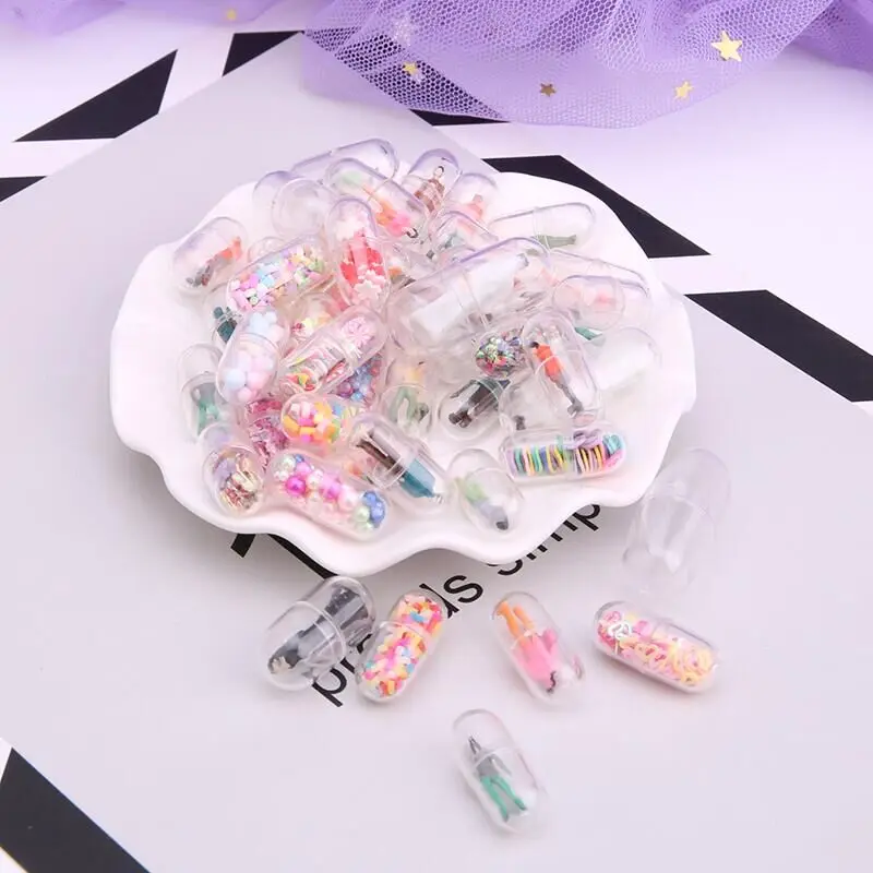 

5pcs Cute Capsules Colorful Humanoid DIY Creative Personality Earrings DIY Capsule Pills Colorful Person Phone Cover Cases Gift
