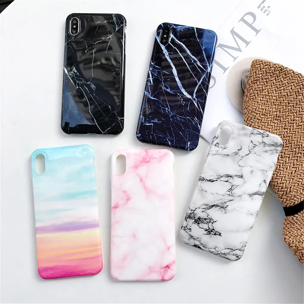 Funda de teléfono de silicona de mármol de lujo para iphone XS Max X XR 7 8 6 6S Plus funda suave cubierta trasera de TPU 8 para iphone 7 Plus Funda