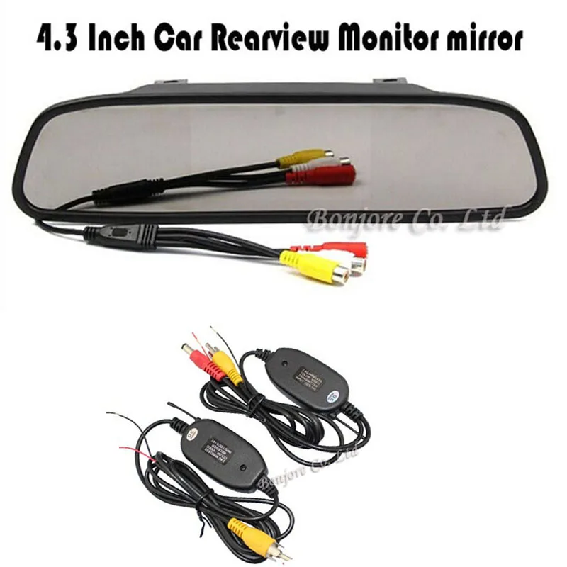 

High resolution 4.3" Color TFT Mirror Monitor DC 12V For DVD Camera VCR +2.4G Wireless transmitter and receiver for Car Camera