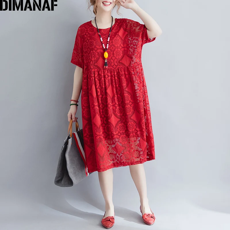 DIMANAF Women Dress Summer Plus Size 2018 New Female Elegant Lace Vestidos Loose Oversized Hollow Out Sexy Lady Dresses Clothing DIMANAF Women Dress Summer Plus Size 2018 New Female Elegant Lace Vestidos Loose Oversized Hollow Out Sexy Lady Dresses Clothing