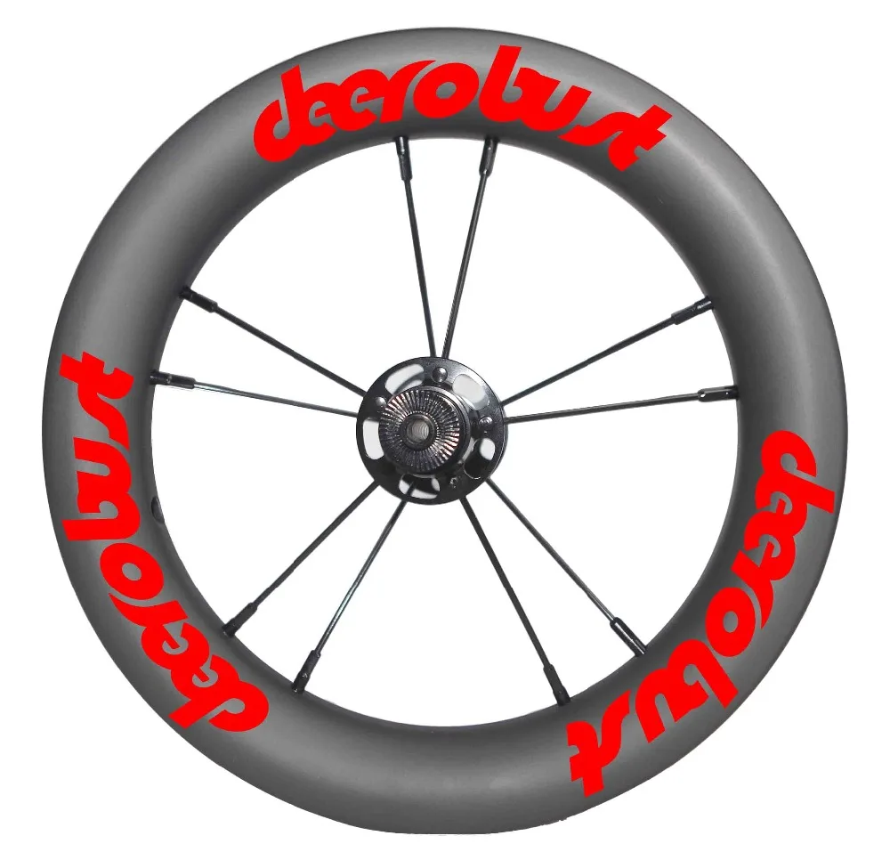 balance bike carbon wheels red decal