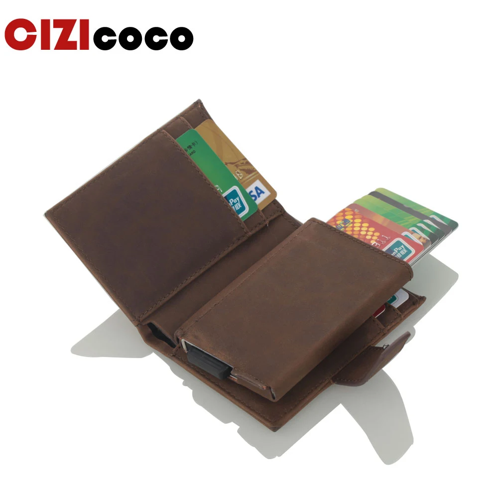 Мужской держатель для карт Алюминиевый металлический корпус с защитой от кражи
