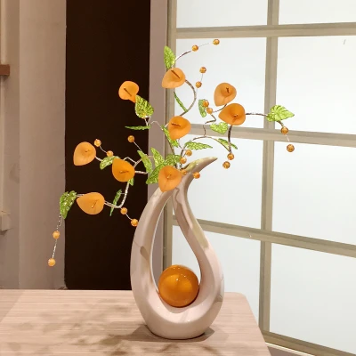 Минималистичная керамическая акриловая креативная простая модная ваза с цветами, домашний декор, украшение для комнаты, свадебное украшение, статуэтка винного шкафа - Цвет: B