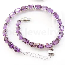 Браслет-цепочка природный натуральный аметист 925 стерлингового серебра ювелирные украшения 0.45CT* 25 шт драгоценный камень для мужчин или женщин# BL181016003