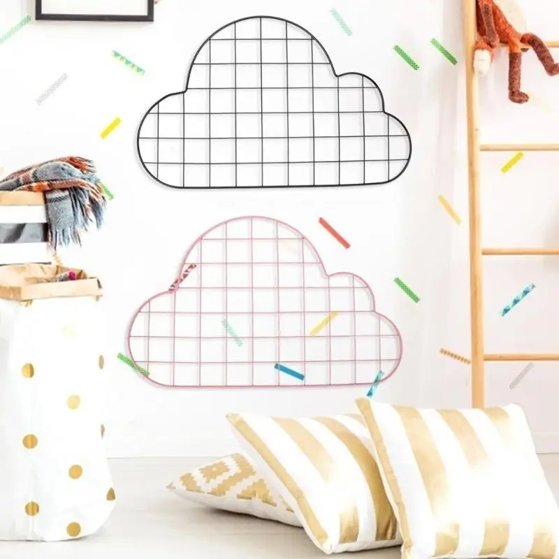 

Wall Storage Shelf Organizer Metal Wrought Iron Grid Rack Mesh Photo Frame Hanging Display Frames for Wall Decor