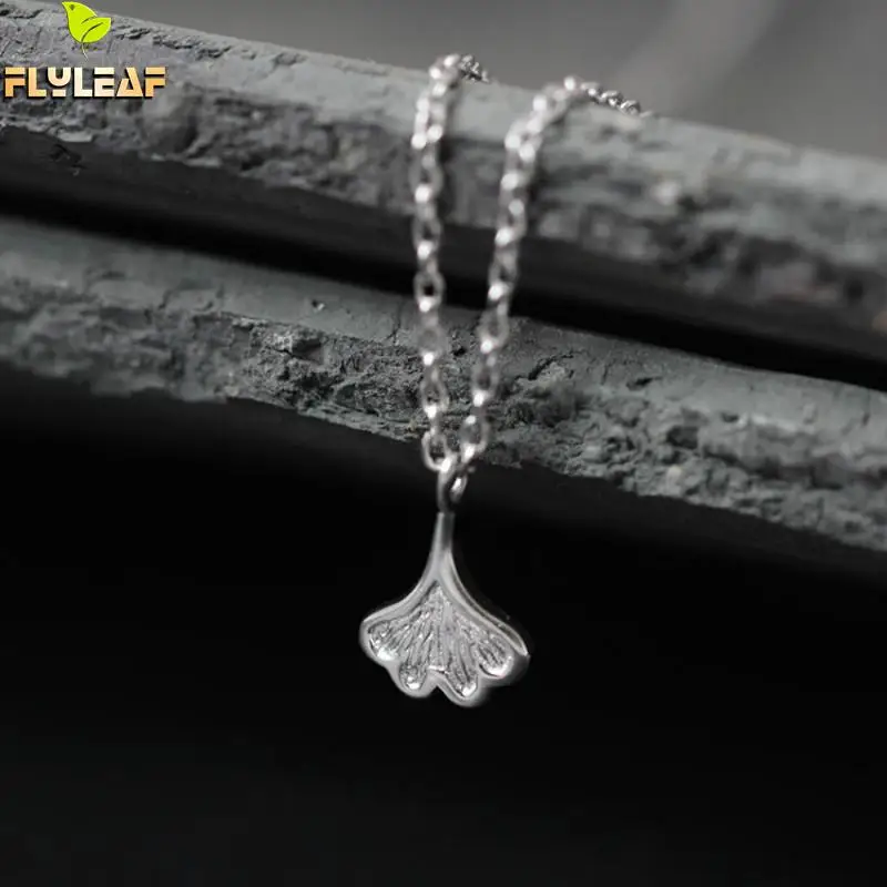 

Original 925 Sterling-silver-jewelry Ginkgo Leaves Necklaces & Pendants High Quality Girl Gift Accessories Bijoux Femme