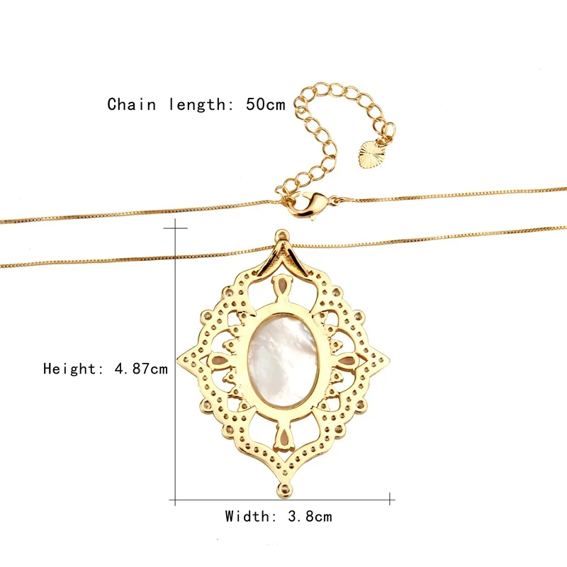 SUNSLL, золотой цвет, медь, белый цвет, кубический цирконий и раковина, овальные подвески, ожерелья для женщин, модные ювелирные изделия, CZ Colar Feminina