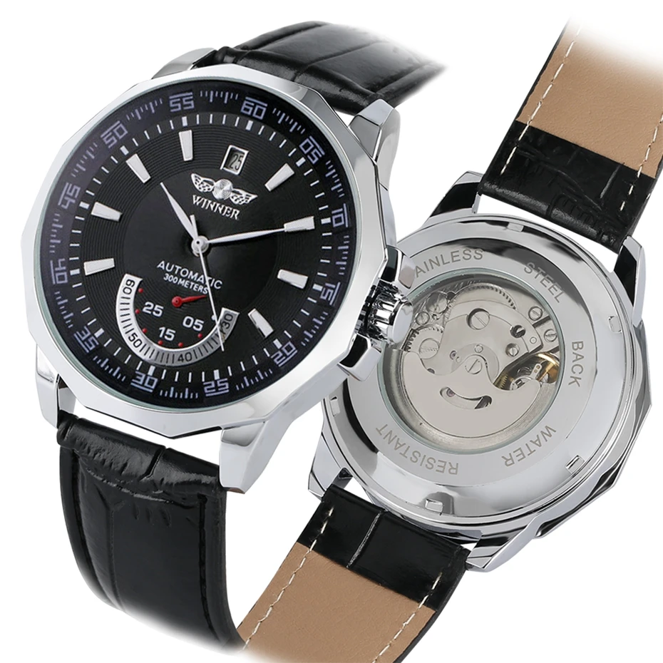 Модные часы Мужские Роскошные автоматические механические часы Топ бренд с автоматическим заводом часы с календарем кожаные спортивные часы для мужчин часы