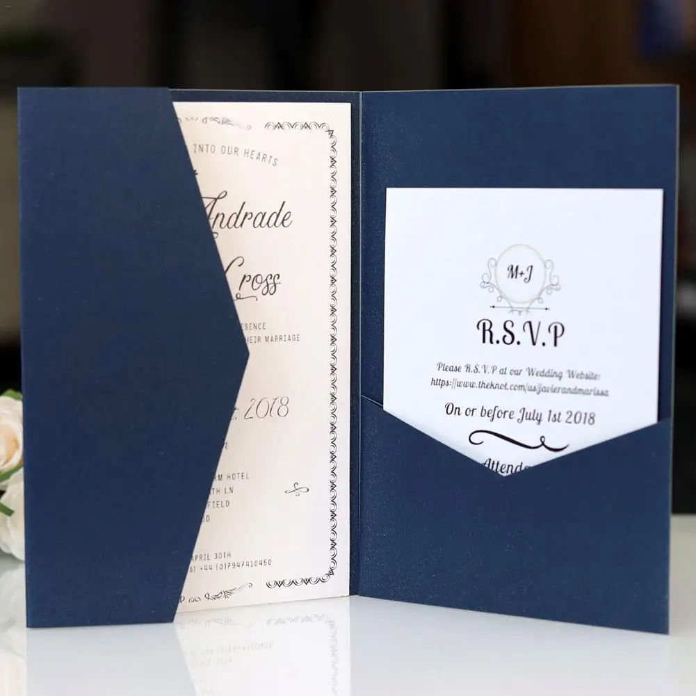  10Pcs Sample Wedding Invitations White Pearl Paper Invitation Card for Wedding Postcard Birthday Pa - 32916301566