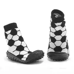 Kidadndy/черно-белая обувь для новорожденных с рисунком футбольного мяча; теплые носки для малышей; обувь для маленьких девочек и мальчиков