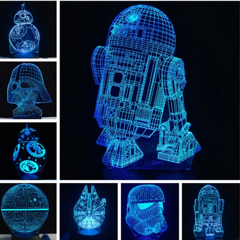2018 NEW 3D Lamp Death Star War Darth Vader Stormtrooper Knight LED Table NIGHT LIGHT Multicolor Cartoon Toy Luminaria | Лампы и