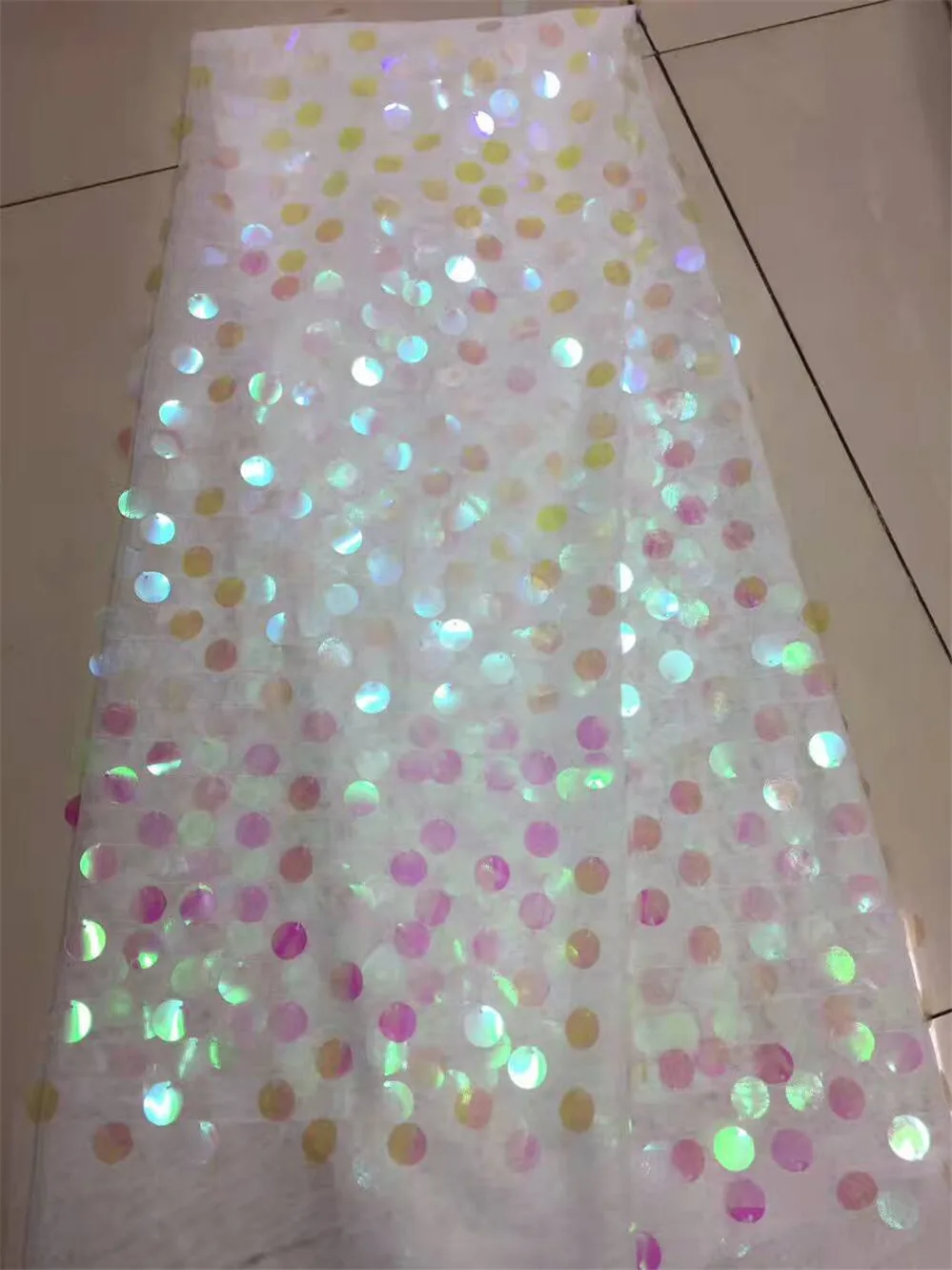 

New arrival guipure lace fabric with big sequins shinny African Tulle Lace Fabric Latest African French Lace Fabric