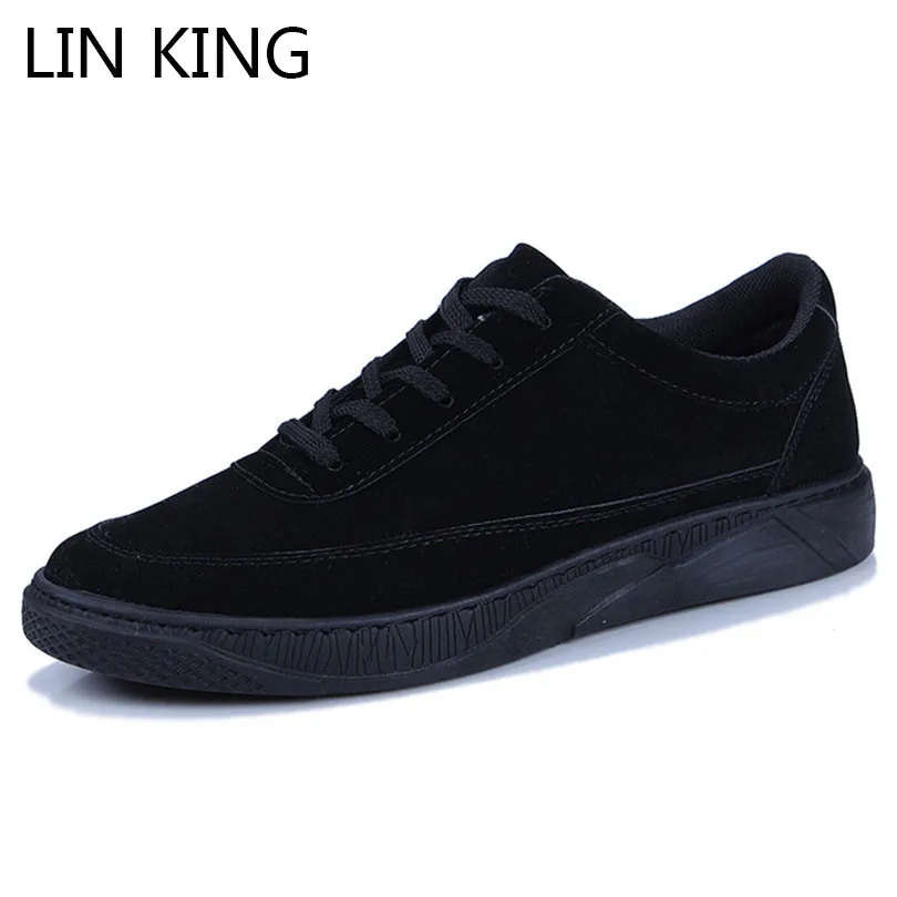 

LIN KING Spring Autumn Retro Men Casual Shoes Comfortable Pu Leather Lace Up Flats Shoes Solid Shallow Low Top Man Sneakers