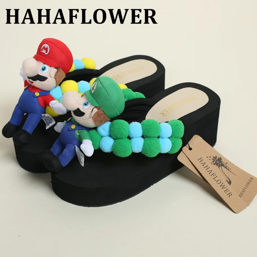 HAHAFLOWER/Модные женские летние пляжные сандалии eva Super Mario; тапочки для девочек;