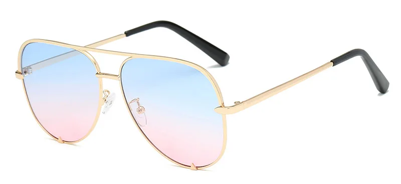 Шауна негабаритный Модные женские розовые пилотные солнцезащитные очки Брендовые Дизайнерские мужские синие зеркальные линзы очки UV400 - Цвет линз: Blue Pink Gradient