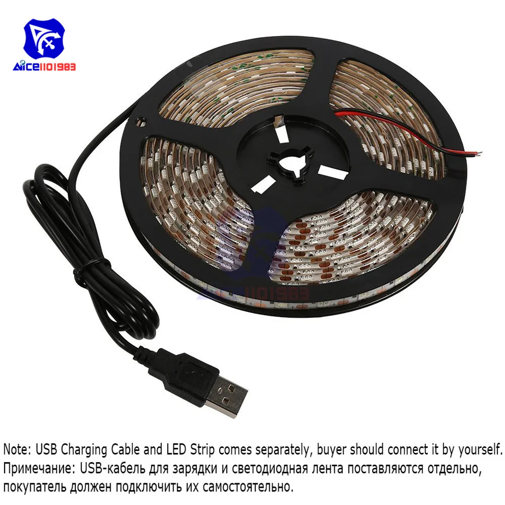 

USB Charging Cable Whtie/Warm White Waterproof LED Strip 5V 300 LEDs 5M 16.4ft SMD 5050 LED Strip Light