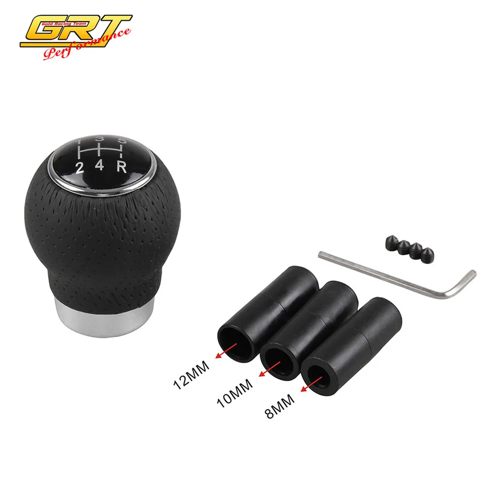 GRT 5 Speed Manual Vehicle Car Leather Gear Shift Knob Shifter Black