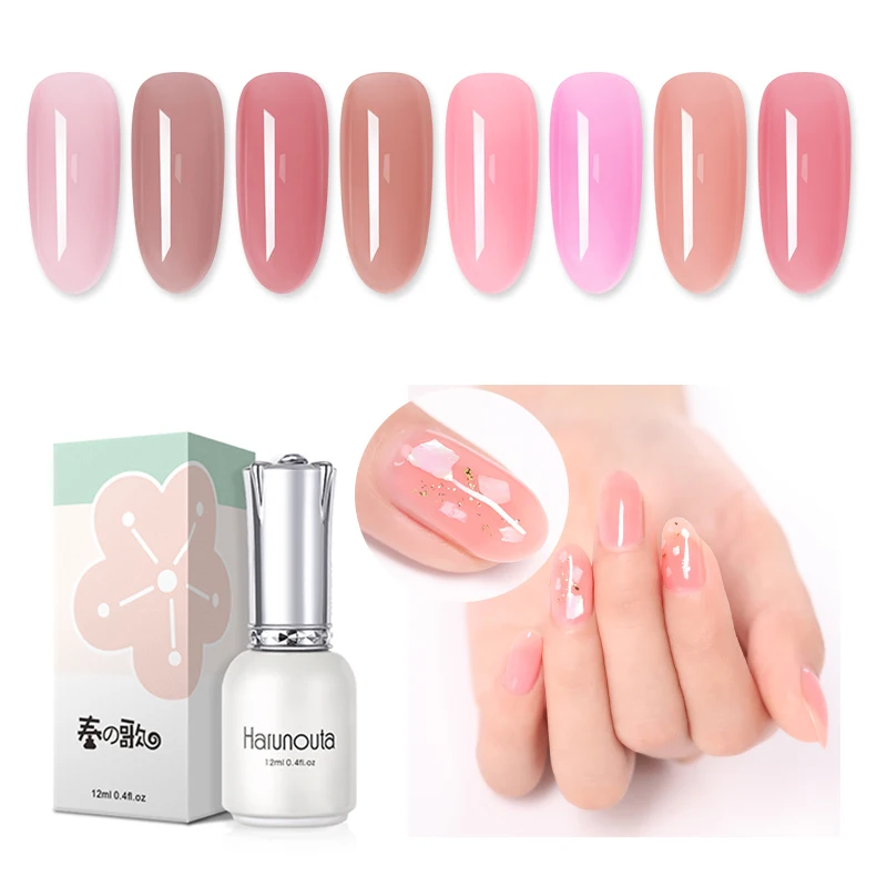 Harunouta 12ml Pink Color Gel Nail Polish Natural Resin Long Lasting Soak Off UV LED Lamp Nail Art Gel Varnish Manicure