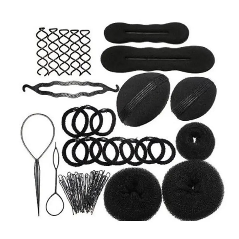 

Useful Magic Hair Styling Clip Maker Tool Kit Set Pads Foam Sponge Hairpins Bun Donut Tool