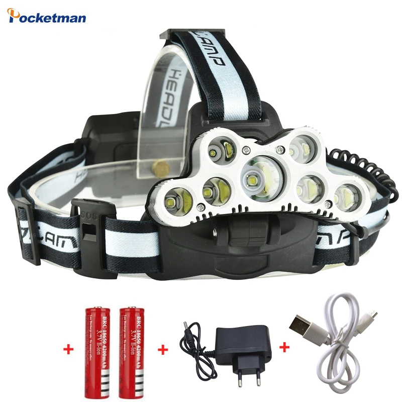 

Super 45000LM USB 9 LED Led Headlamp Headlight head flashlight torch XM-L T6 head lamp rechargeable for 18650 battery