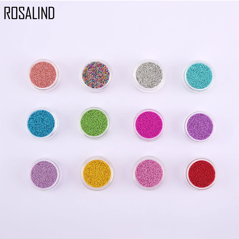 Rosalind 1 коробка мини бобы 12 цветов Блестки для ногтей все для маникюра украшения инструмент дизайн ногтей новые блестки бисер гель для ногтей