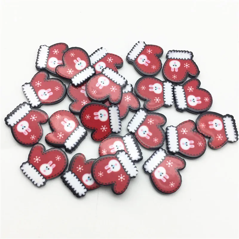 

100pcs 15x16mm Resin Christmas Glove Shaped Cabochons Flatbacks Embellishments Phone Decorations For Cardmaking Crafts