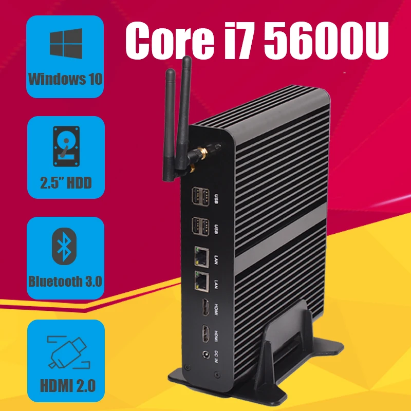 New Intel 5th Gen Core i7 5500U 5600U Mini PC Windows 8.1 Mini Computer Windows 10 Minipc 4K HD HTPC TV box 2* HDMI 2* LAN
