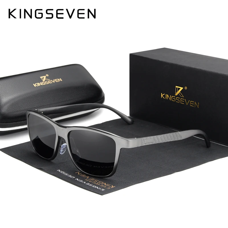 KINGSEVEN поляризованные мужские солнцезащитные очки алюминиевые квадратные для