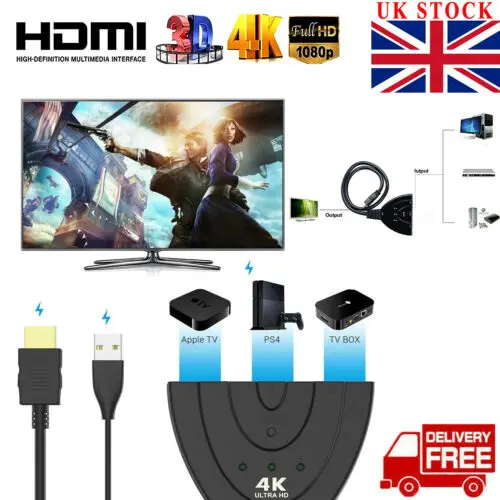 3x1 в 3 порта 1080P HD tv 3D компактный Авто HDMI Переключатель концентратор сплиттер адаптер