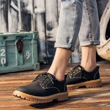 Модные мужские байкерские ботинки для отдыха, ботильоны с круглым носком, ботинки на шнуровке, однотонная прошитая рабочая обувь на весну-осень