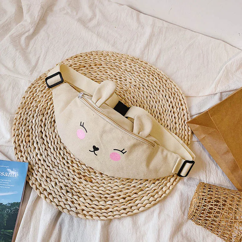 Женская поясная сумка, поясная сумка, новая сумка, банановые сумки с милым рисунком, сумка на грудь, посыльное на плечо для отдыха - Цвет: Beige   Waist pack