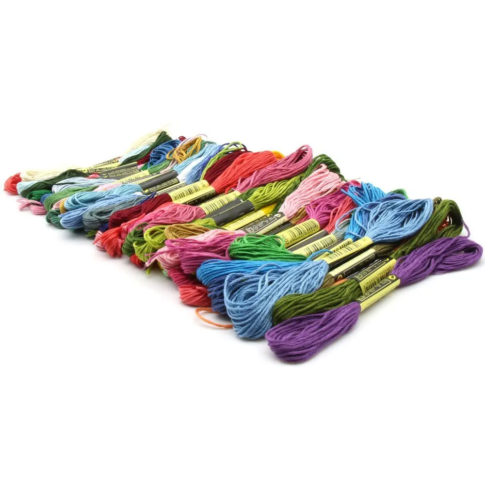 50pcs/set Multicolor Soft Cotton Cross Stitch Floss Prism Six Strand Floss Premium Rainbow Color