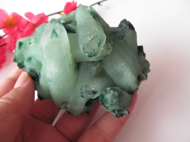 

278g Unique Natural Green Crystal Cluster Skeletal Quartz Point Wand mineral Healing crystal druse vug Specimen natural stones