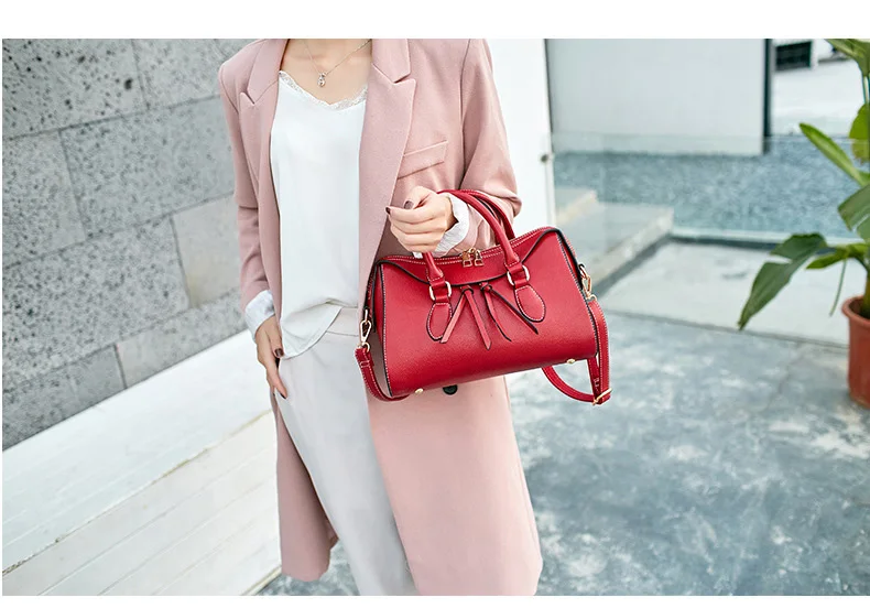 Women Pebbled Genuine Leather Handbag Women's Fashion Boston Shoulder bag Female Solid Tote Cowhide Crossbody Top-Handle Satchel (2)