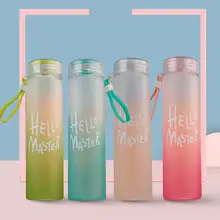 Аксессуары для путешествий на открытом воздухе, постепенная бутылка для питьевой воды с мягкой силиконовой ручкой, стеклянная бутылка для воды 420 мл