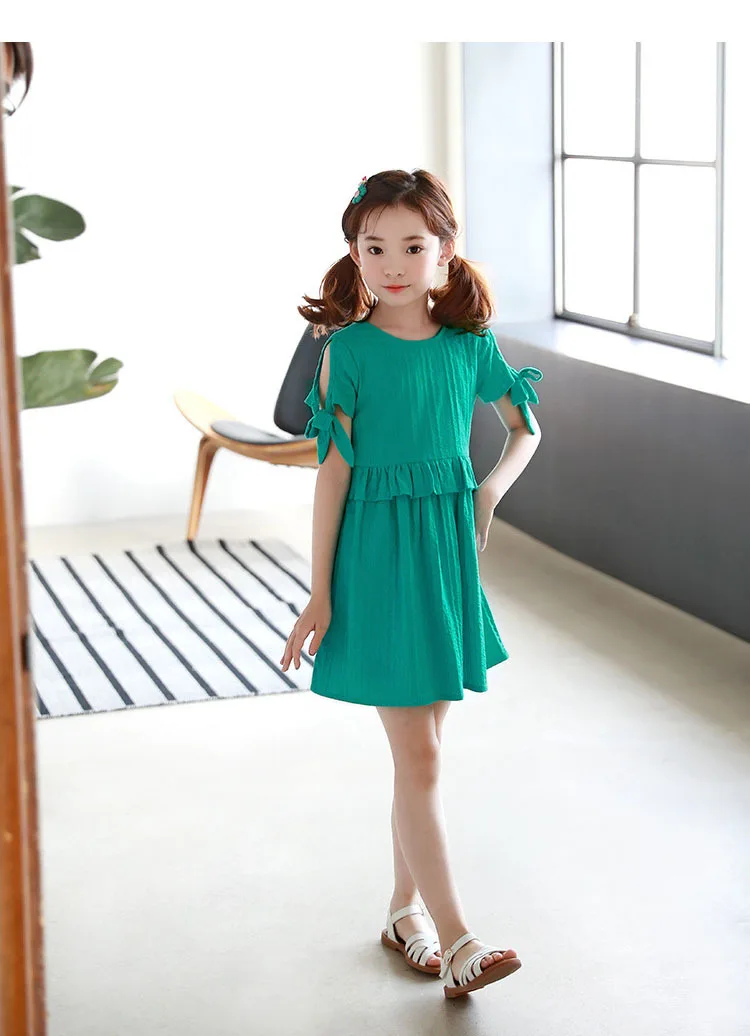 ruffles patchwork little big girl dresses cotton summer 2018 green princess mini kids dresses designs Children Boutique Clothes 5 6 7 8 9 10 11 12 13 14 15 years teenage girls 4 year baby girl dresses  15 years girl dresses (1)