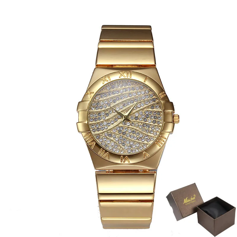 

Miss Fox Female Watches Women Wrist Luxury Hot Ladies Watch Gold With Stones Famous Brands With Fashion Casual Watches