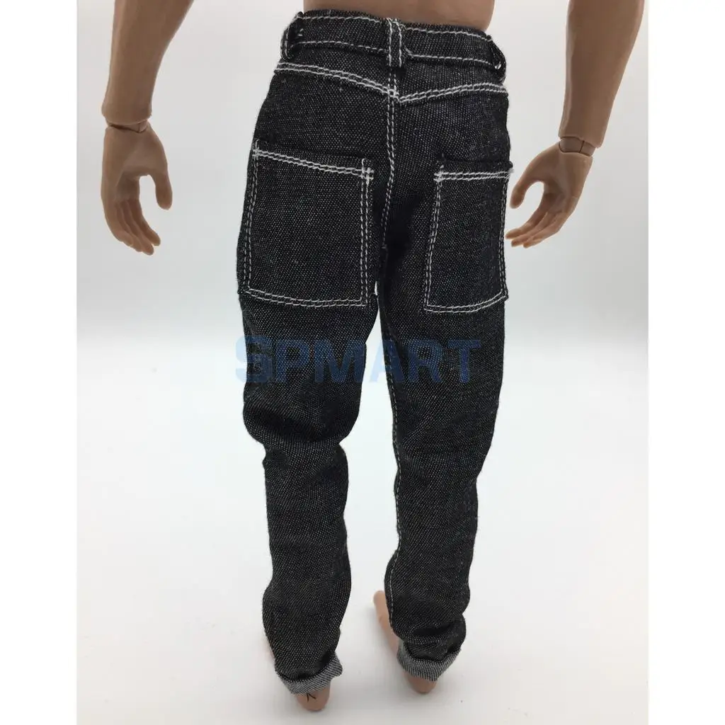 non-brand 2 Piezas 1/6 Scale Male Denim Jeans Pantalones Clásicos para 12  Figura de Acción de Juguete 