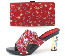 Italian Shoe Bag Set Decorated with Sequined and Rhinestones Matching Shoes and Bags for Wedding Ladies Shoe and Bag CT16-41