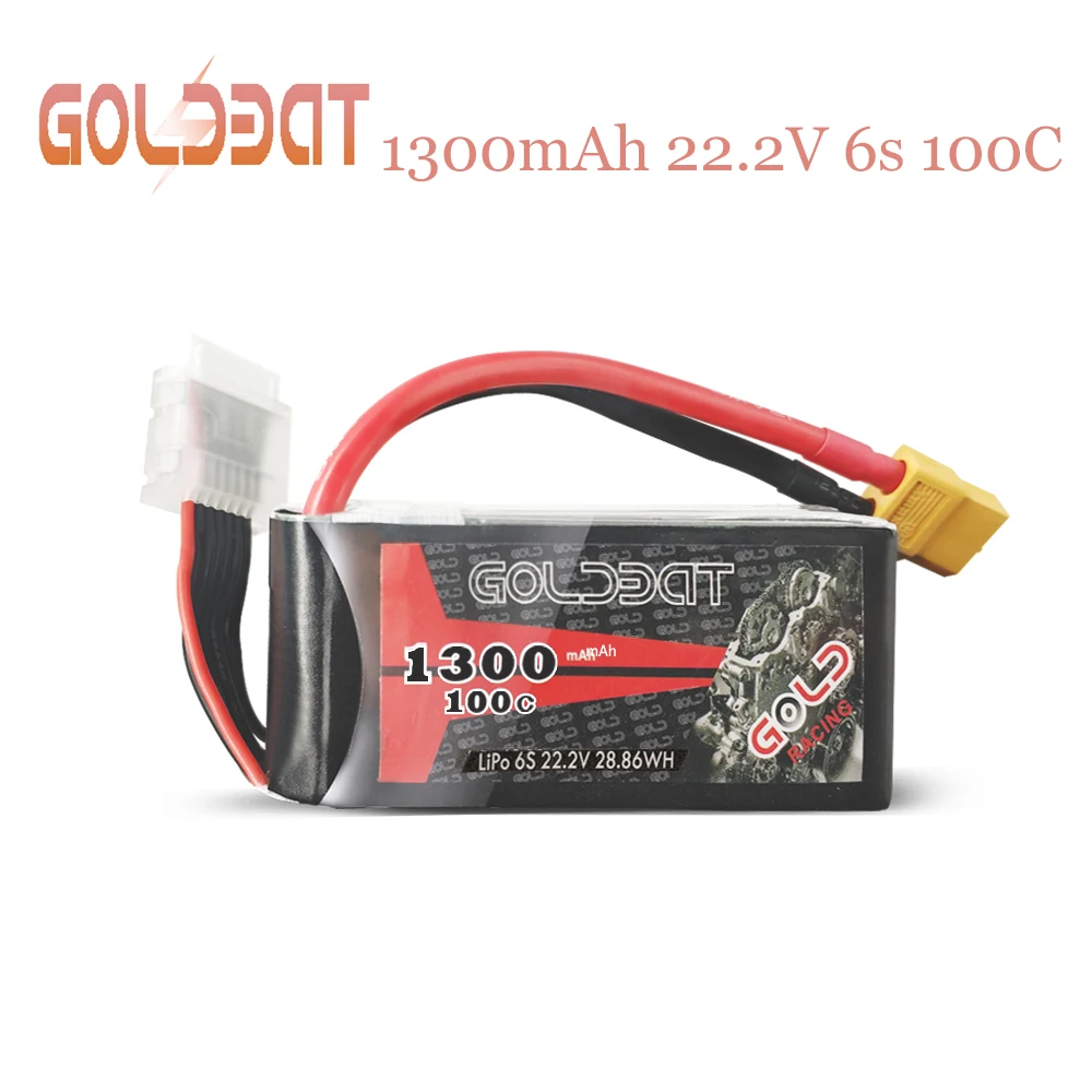 2 шт. GOLDBAT 1300mAh Lipo батарея для fpv 22,2 V 6S батарея lipo для Дронов fpv 100C упаковка с XT60 разъем для Дронов fpv Racing