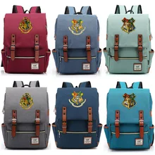 Новая школьная сумка Hufflepuff Ravenclaw Slytherin Gryffindor для мальчиков и девочек, школьные сумки для подростков, Холщовый женский рюкзак, мужской рюкзак